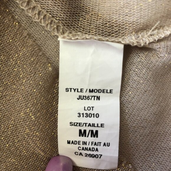 ANTISTAR Gold Sheer Metallic Short Sleeve Party Top Size Med - Picture 6 of 10